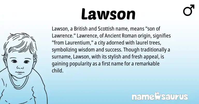 Infographic about Lawson name meaning, Lawson is a name from Ancient Roman, British, Scottish origin(s).