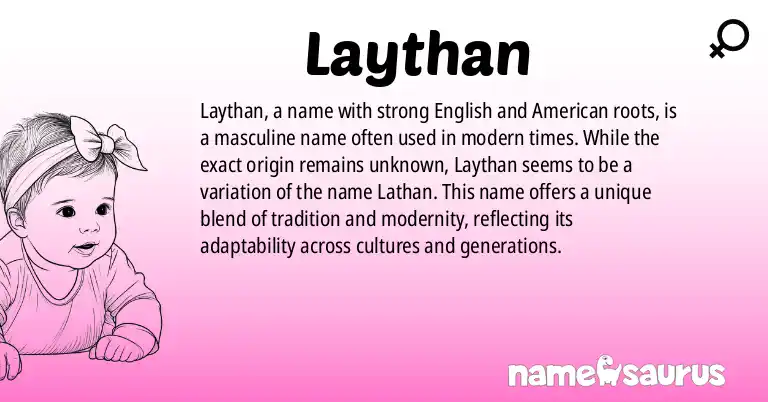 Infographic about Laythan name meaning, Laythan is a name from English, American origin(s).