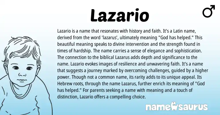 Infographic about Lazario name meaning, Lazario is a name from Latin, Italian origin(s).