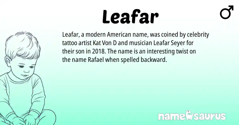 Infographic about Leafar name meaning, Leafar is a name from American origin(s).