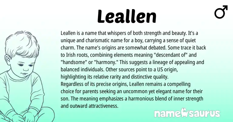 Infographic about Leallen name meaning, Leallen is a name from Irish origin(s).