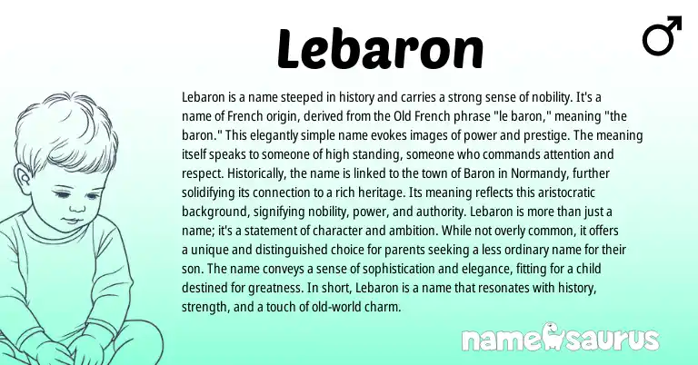Infographic about Lebaron name meaning, Lebaron is a name from English, French origin(s).