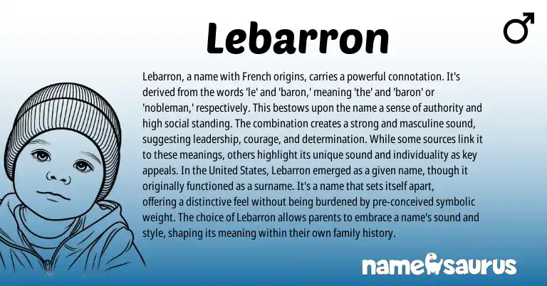 Infographic about Lebarron name meaning, Lebarron is a name from French, English origin(s).