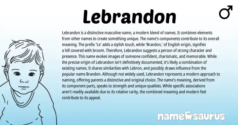 Infographic about Lebrandon name meaning, Lebrandon is a name from English origin(s).