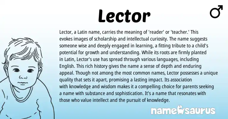 Infographic about Lector name meaning, Lector is a name from Latin origin(s).
