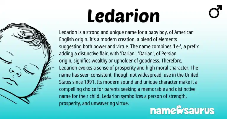 Infographic about Ledarion name meaning, Ledarion is a name from Persian origin(s).