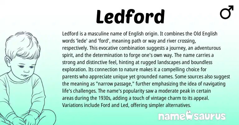 Infographic about Ledford name meaning, Ledford is a name from English origin(s).