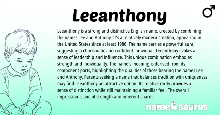 Infographic about Leeanthony name meaning, Leeanthony is a name from English origin(s).