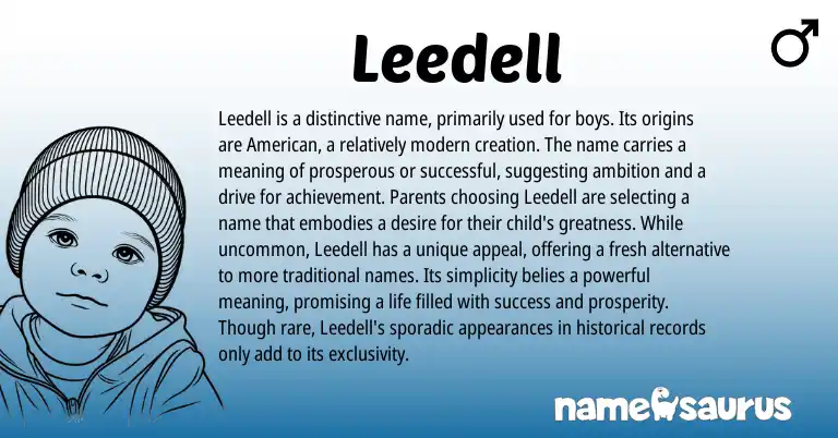Infographic about Leedell name meaning, Leedell is a name from English origin(s).