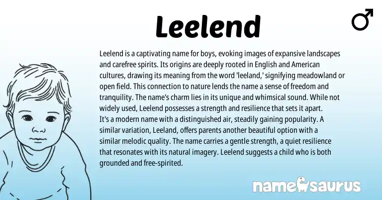 Infographic about Leelend name meaning, Leelend is a name from English origin(s).