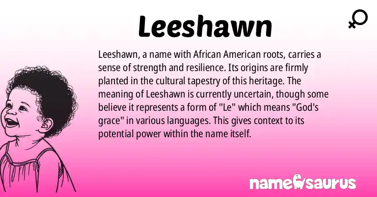 Infographic about Leeshawn name meaning, Leeshawn is a name from African American origin(s).