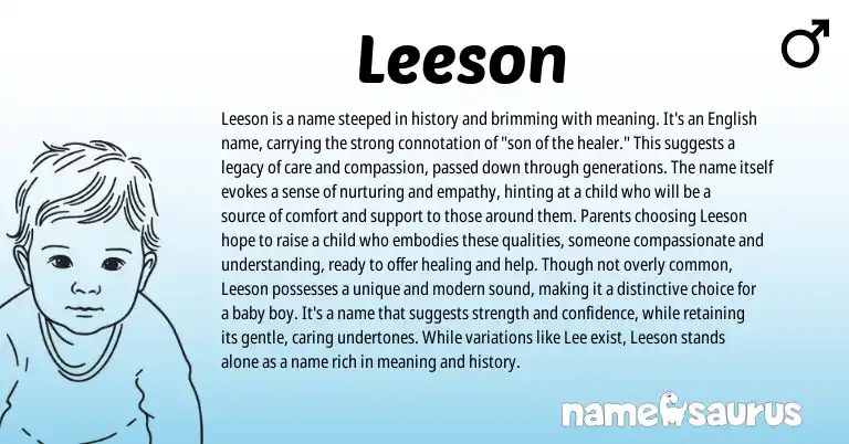 Infographic about Leeson name meaning, Leeson is a name from English origin(s).