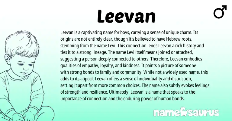 Infographic about Leevan name meaning, Leevan is a name from Hebrew origin(s).