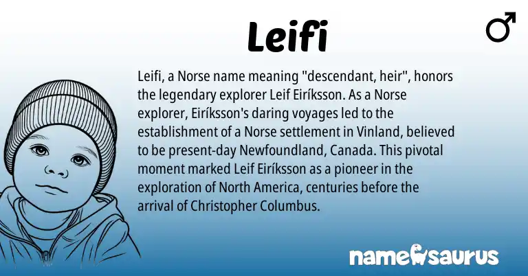 Infographic about Leifi name meaning, Leifi is a name from Norse origin(s).