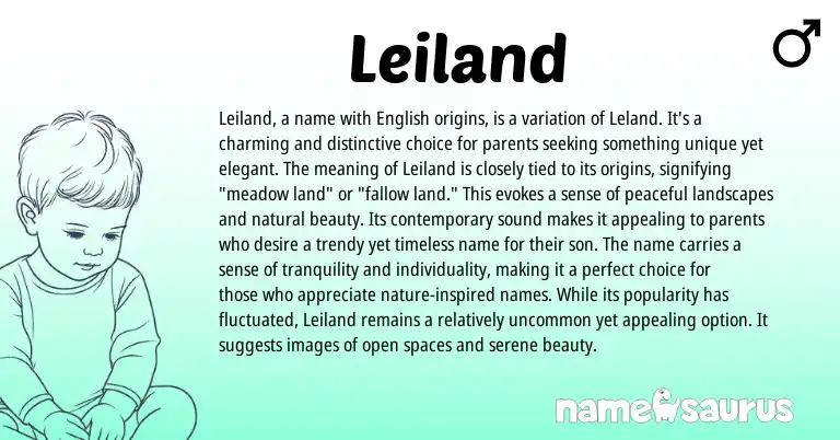 Infographic about Leiland name meaning, Leiland is a name from English origin(s).