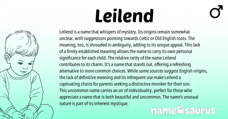 Infographic about Leilend name meaning, Leilend is a name from English, Celtic origin(s).