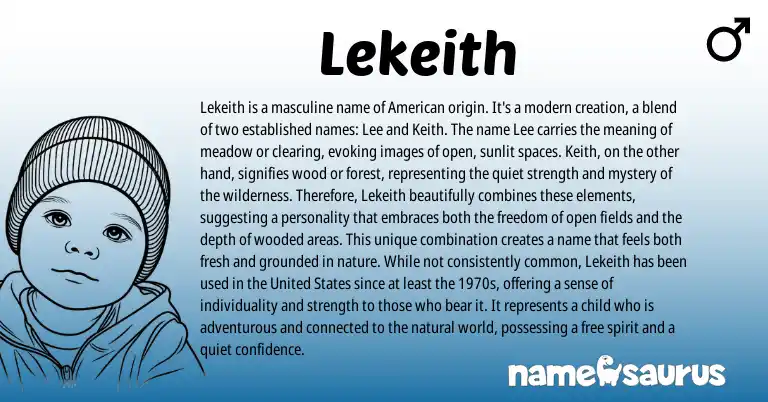 Infographic about Lekeith name meaning, Lekeith is a name from American origin(s).