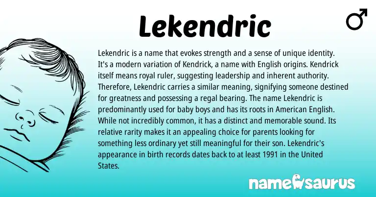 Infographic about Lekendric name meaning, Lekendric is a name from English origin(s).