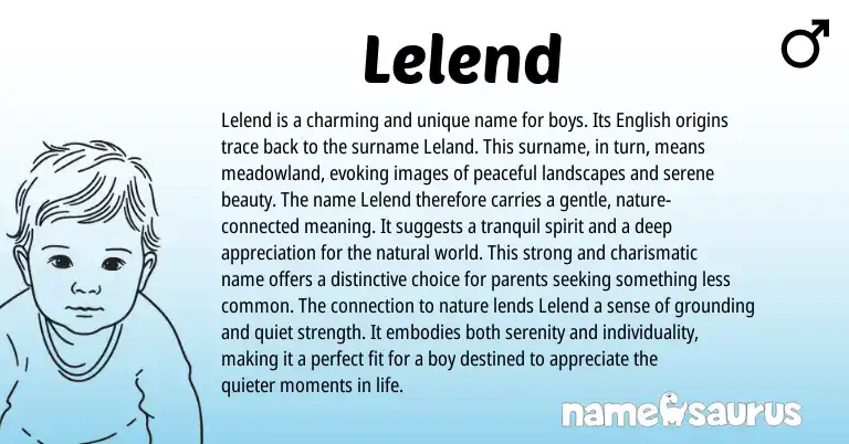 Infographic about Lelend name meaning, Lelend is a name from English origin(s).