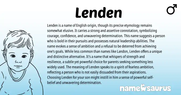 Infographic about Lenden name meaning, Lenden is a name from English origin(s).