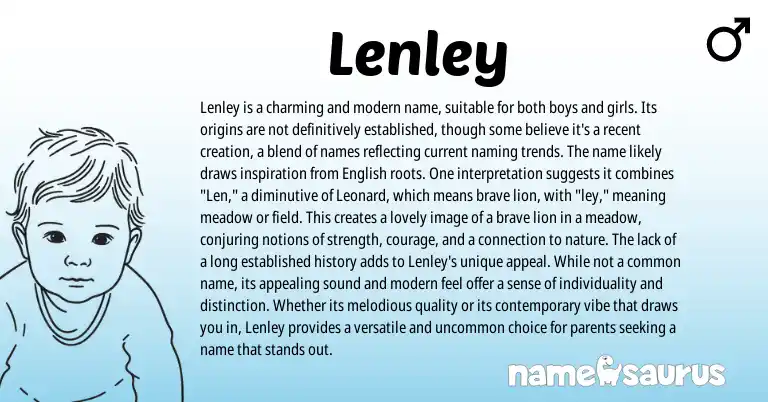 Infographic about Lenley name meaning, Lenley is a name from English origin(s).