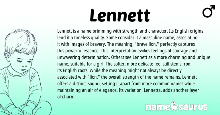 Infographic about Lennett name meaning, Lennett is a name from English origin(s).