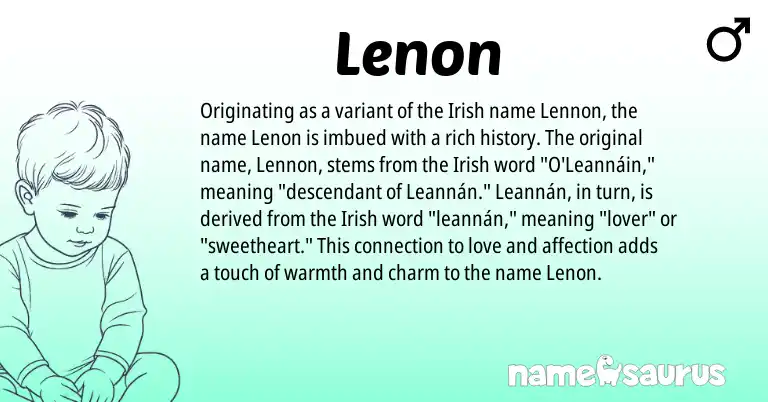 Infographic about Lenon name meaning, Lenon is a name from Irish origin(s).