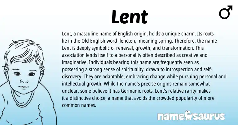 Infographic about Lent name meaning, Lent is a name from English origin(s).