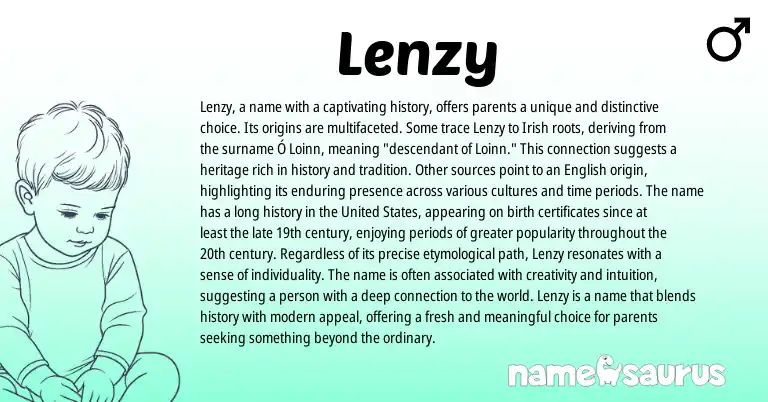 Infographic about Lenzy name meaning, Lenzy is a name from English, Irish origin(s).