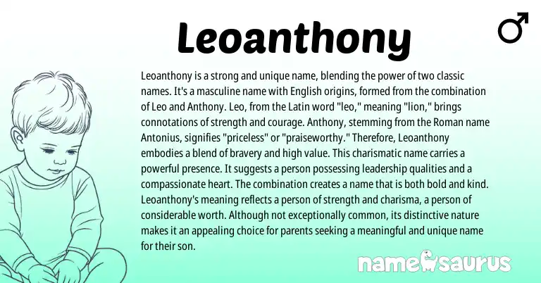 Infographic about Leoanthony name meaning, Leoanthony is a name from Latin origin(s).