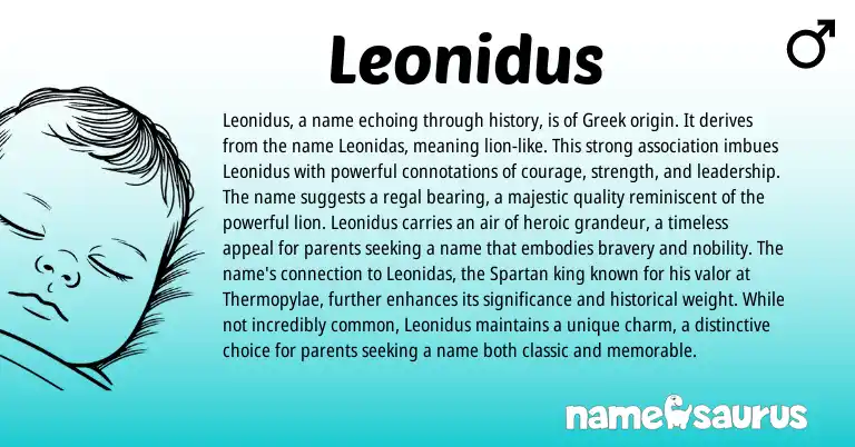 Infographic about Leonidus name meaning, Leonidus is a name from Greek origin(s).