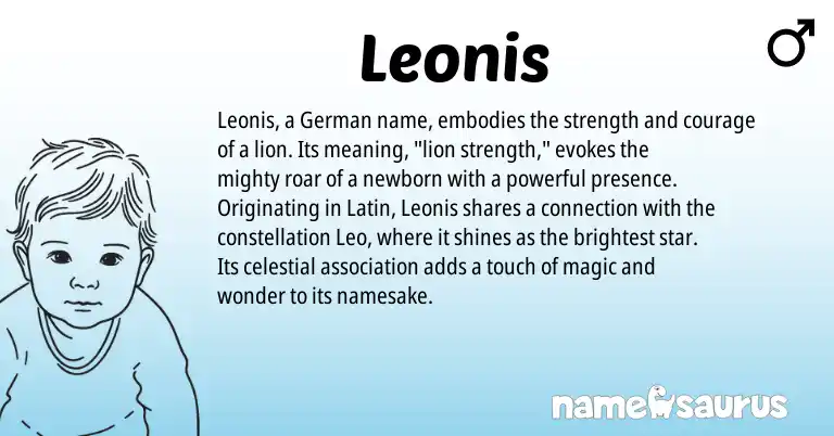 Infographic about Leonis name meaning, Leonis is a name from German, Latin origin(s).