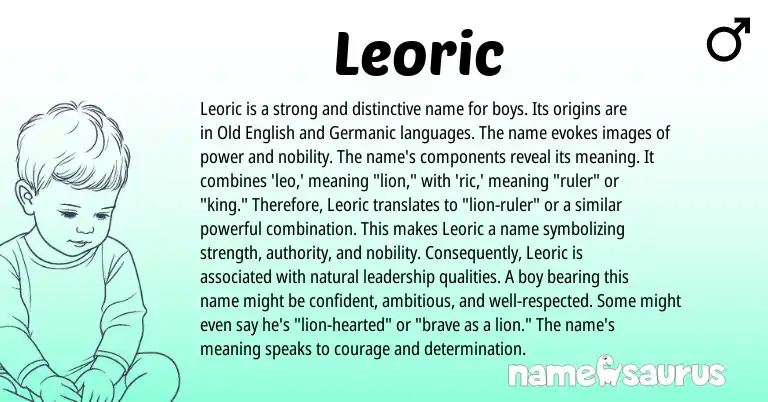 Infographic about Leoric name meaning, Leoric is a name from English, Germanic origin(s).