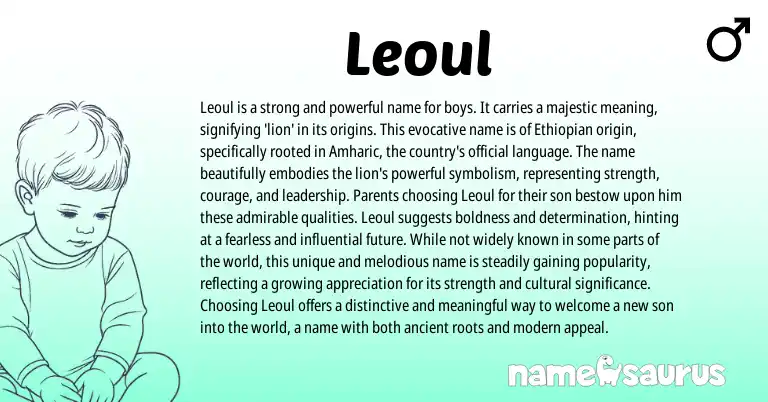 Infographic about Leoul name meaning, Leoul is a name from Ethiopian origin(s).