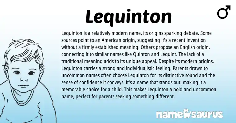 Infographic about Lequinton name meaning, Lequinton is a name from English, American origin(s).