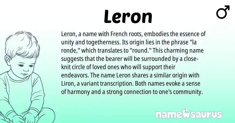 Infographic about Leron name meaning, Leron is a name from French origin(s).