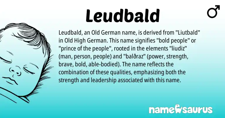 Infographic about Leudbald name meaning, Leudbald is a name from Old German, Old High German origin(s).