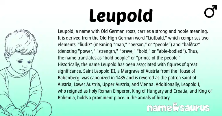 Infographic about Leupold name meaning, Leupold is a name from Old German, Old High German, Roman, Austria origin(s).