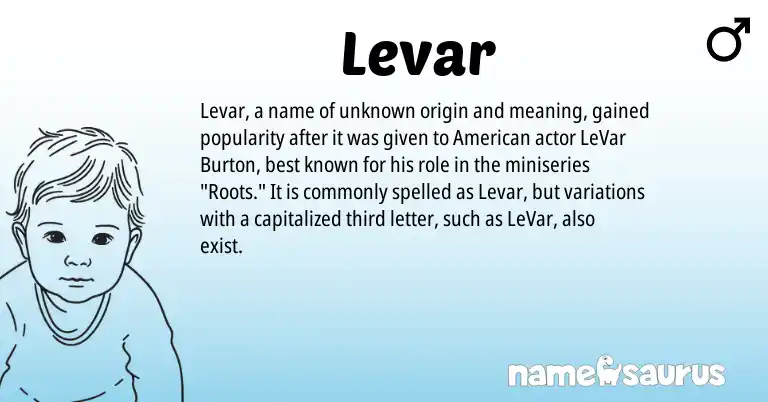 Infographic about Levar name meaning, Levar is a name from American origin(s).