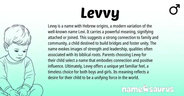 Infographic about Levvy name meaning, Levvy is a name from Hebrew origin(s).