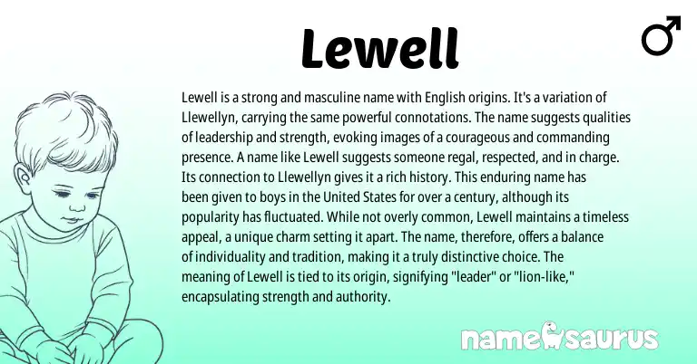 Infographic about Lewell name meaning, Lewell is a name from English origin(s).