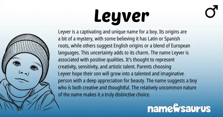 Infographic about Leyver name meaning, Leyver is a name from Latin, Spanish origin(s).