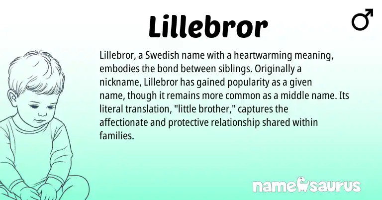 Infographic about Lillebror name meaning, Lillebror is a name from Swedish origin(s).