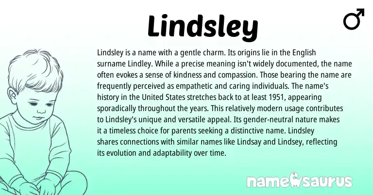 Infographic about Lindsley name meaning, Lindsley is a name from English origin(s).