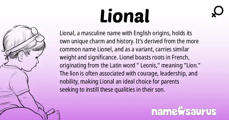 Infographic about Lional name meaning, Lional is a name from English origin(s).
