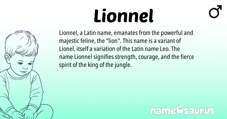 Infographic about Lionnel name meaning, Lionnel is a name from Latin origin(s).