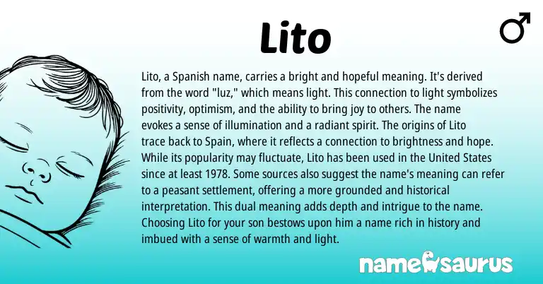 Infographic about Lito name meaning, Lito is a name from Bretons, Spanish origin(s).