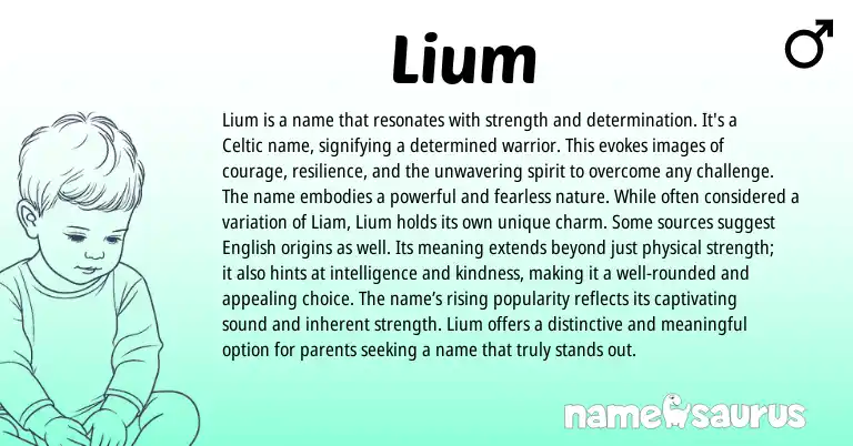 Infographic about Lium name meaning, Lium is a name from Celtic origin(s).