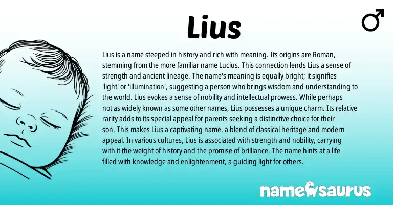 Infographic about Lius name meaning, Lius is a name from Roman origin(s).