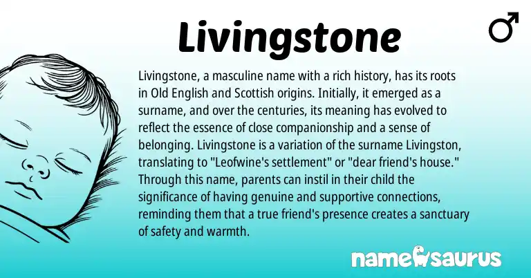 Infographic about Livingstone name meaning, Livingstone is a name from Old English, Scottish origin(s).